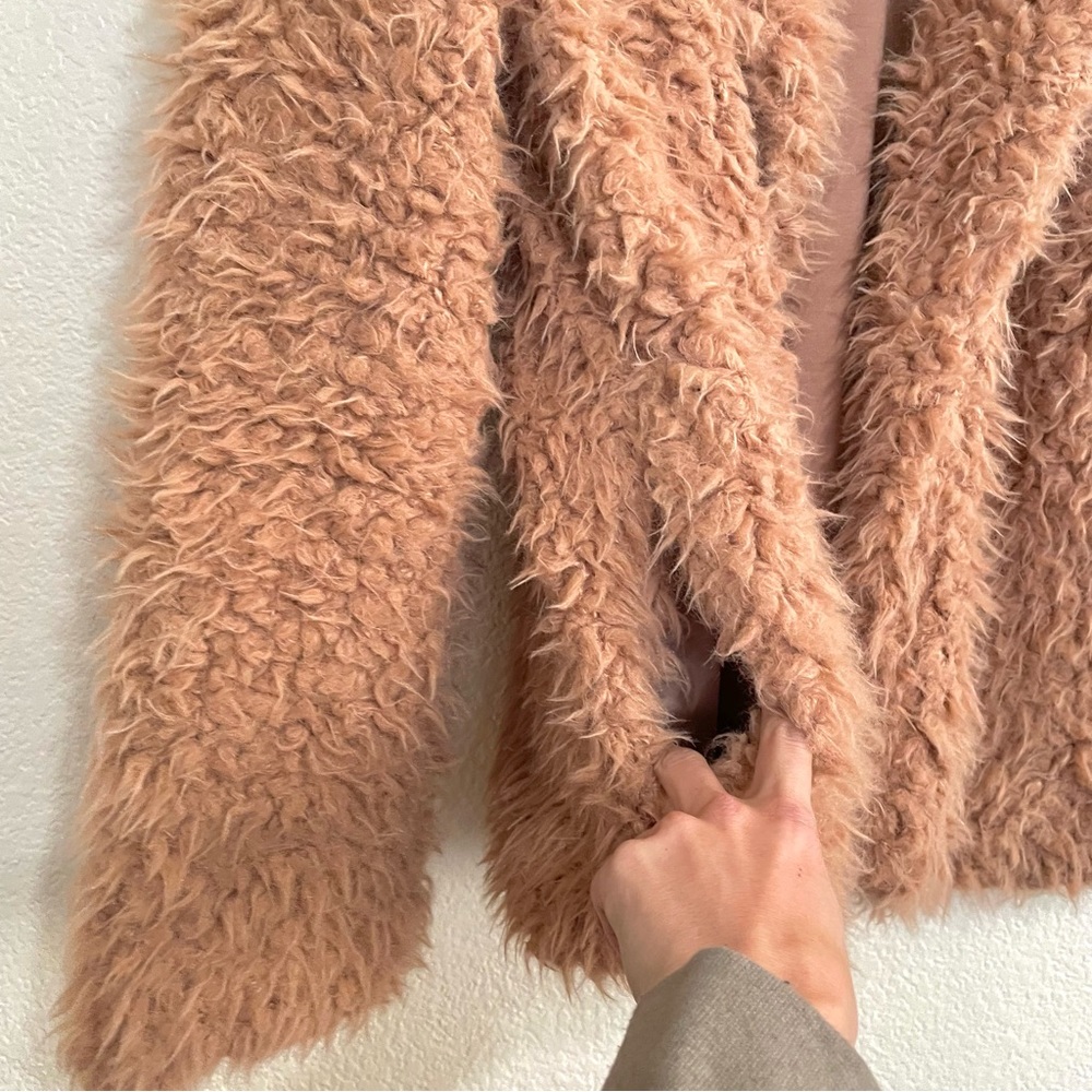 Forever 21 Camel Tan Open Front Collared Faux Fur… - image 5